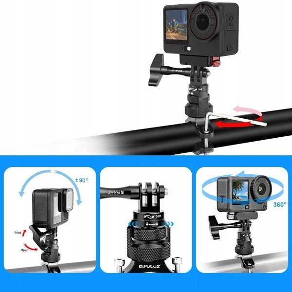 Puluz Βάση Στήριξης Τιμονιού 360° για GoPro, SJCAM, Xiaomi & DJI - PU796B