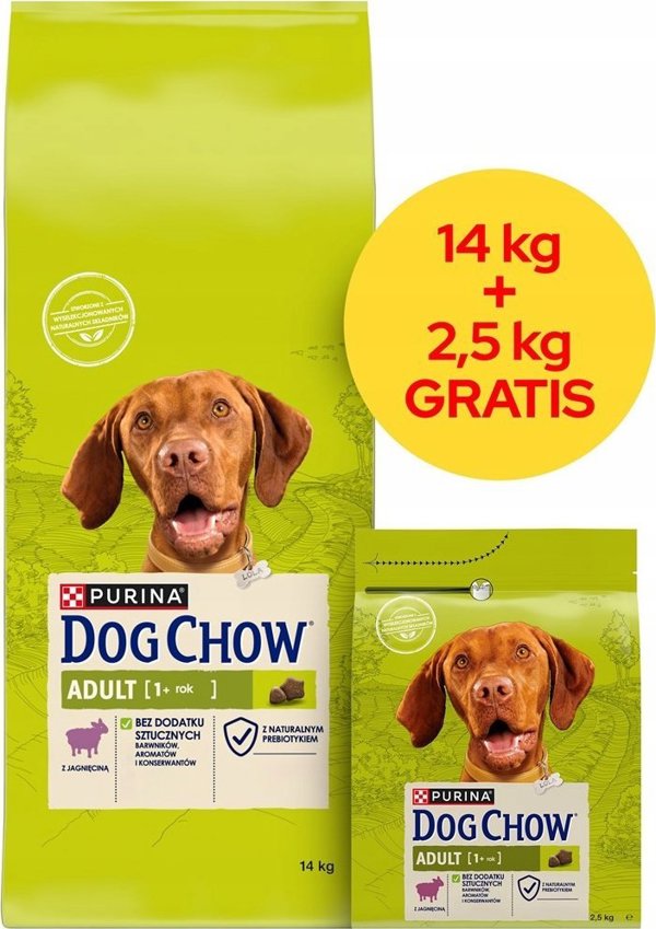 Purina Dog Chow Adult Ξηρή Τροφή Σκύλου με Αρνί 16.5kg (14kg + 2.5kg Δώρο)