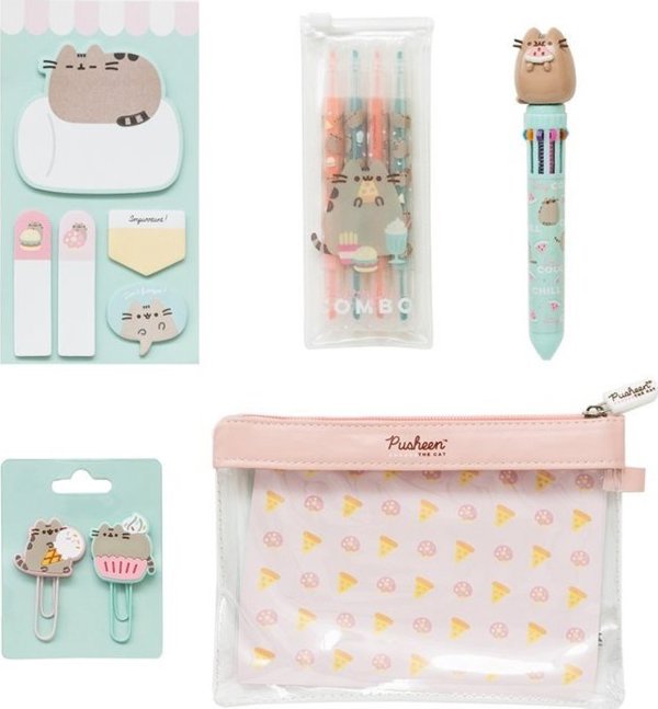Pusheen Σετ Χαρτικών Foodie 13 Τεμαχίων με Μολυβοθήκη, Στυλό 10 Χρωμάτων & Highlighters