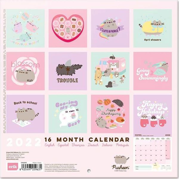 Pusheen Κρεμαστό Ημερολόγιο Τοίχου 2022 Foodie 30 x 30 cm