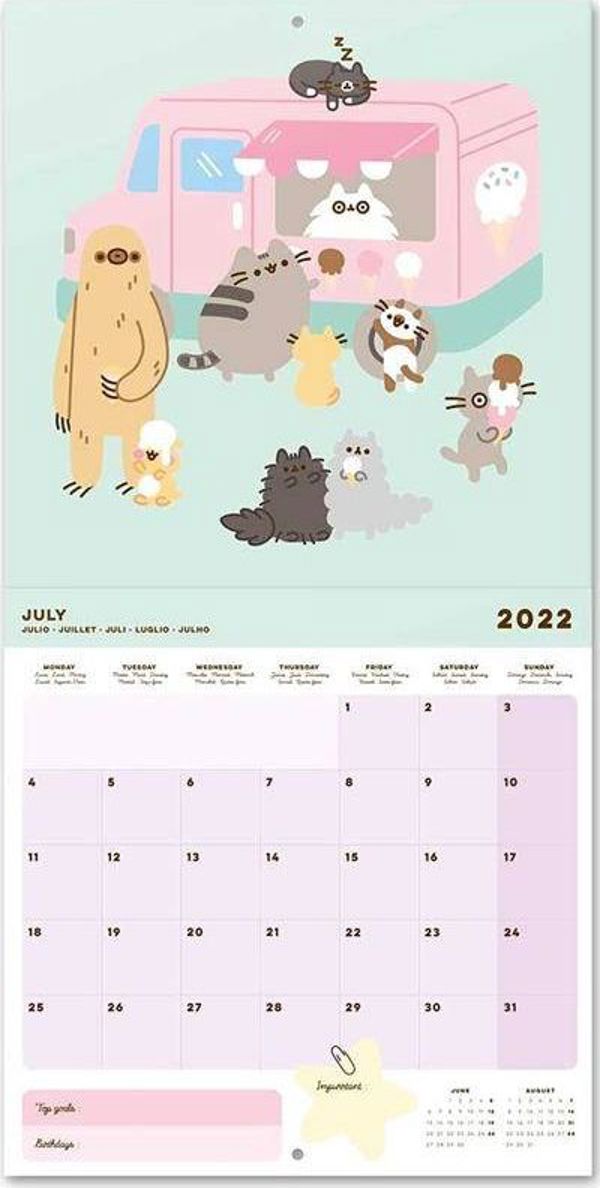 Pusheen Κρεμαστό Ημερολόγιο Τοίχου 2022 Foodie 30 x 30 cm