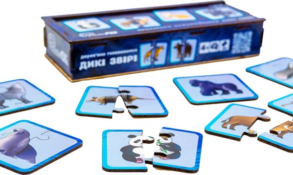 PuzzleOK Ξύλινο Παζλ Άγρια Ζώα Σύνδεση Μισών Σετ Παζλ