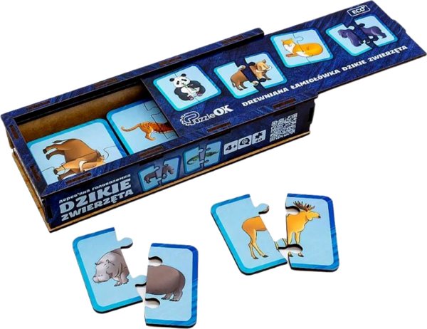 PuzzleOK Ξύλινο Παζλ Άγρια Ζώα Σύνδεση Μισών Σετ Παζλ