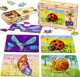 PuzzleOK Ξύλινο Παζλ 4 σε 1 Έντομα Παζλ Σετ Ζωάκια Πασχαλίτσα Σαλιγκάρι