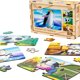 PuzzleOK Ξύλινο Παζλ 4 σε 1 Ζώα Παζλ Σετ Αγελάδα Σκυλάκι Πάντα Πιγκουίνος