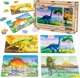 PuzzleOK Ξύλινο Παζλ 4 σε 1 Δεινόσαυροι Παζλ Σετ Προϊστορία Παιχνίδι