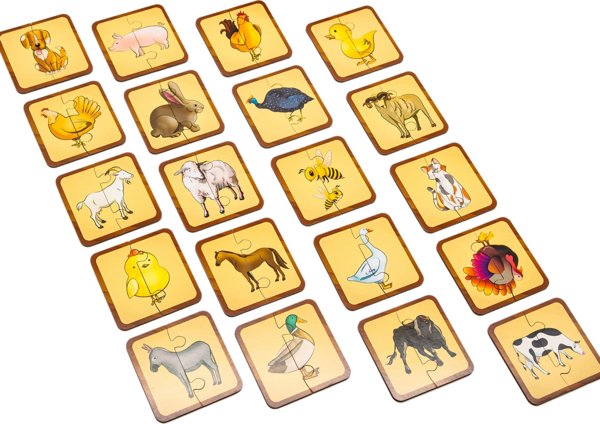 PuzzleOK Ξύλινο Παζλ Κατοικίδια Ζώα Σύνδεση Μισών Σετ Παζλ