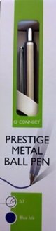 Q-Connect Prestige Αυτόματο Στυλό, Μεταλλικό, 0.7mm, Μπλε Χρώμα Μεταλλικού Περιβλήματος, Μπλε Μελάνι