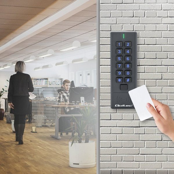Qoltec Zamek szyfrowy HYPERION z czytnikiem RFID | kod | karta | brelok | IP68 | EM