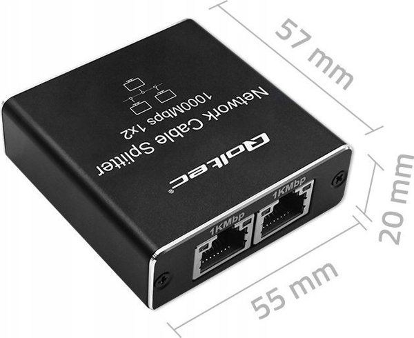 Qoltec Splitter Mini Switch RJ45 1x2 Port, 1000Mbps, με Τροφοδοσία USB-C, Αλουμίνιο