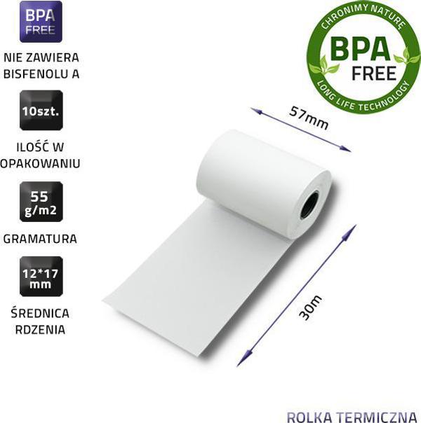 QOLTEC ΡΟΛΟ ΘΕΡΜΙΚΟ 57X16 | 55G/M2 | 10ΤΕΜ | ΧΩΡΙΣ BPA