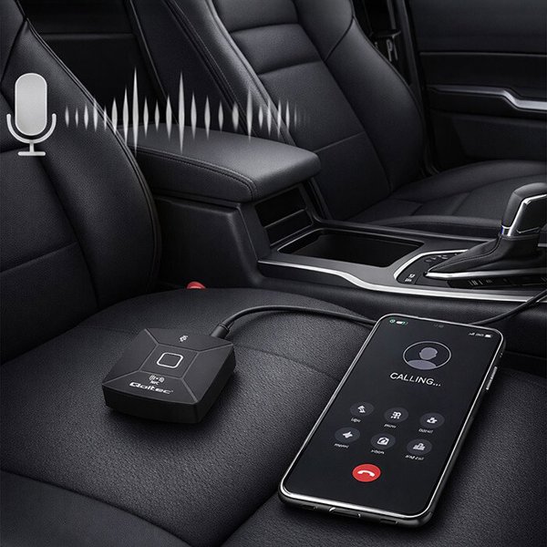 Qoltec Bezprzewodowy transmiter odbiornik Audio HiFi Home&Car| Bluetooth 6.0 | NFC | 2 x RCA | 1 x MiniJack 3.5mm| Mikrofon