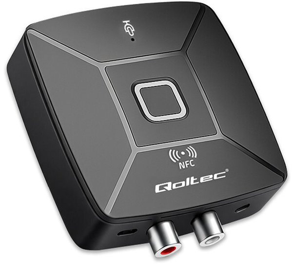 Qoltec Bezprzewodowy transmiter odbiornik Audio HiFi Home&Car| Bluetooth 6.0 | NFC | 2 x RCA | 1 x MiniJack 3.5mm| Mikrofon