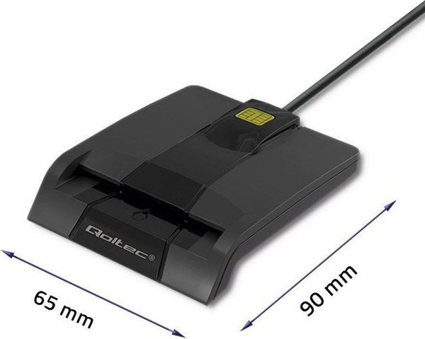 Qoltec Smart Card Reader SCR-0634, Αναγνώστης Έξυπνων Καρτών USB Type-C, Μαύρο