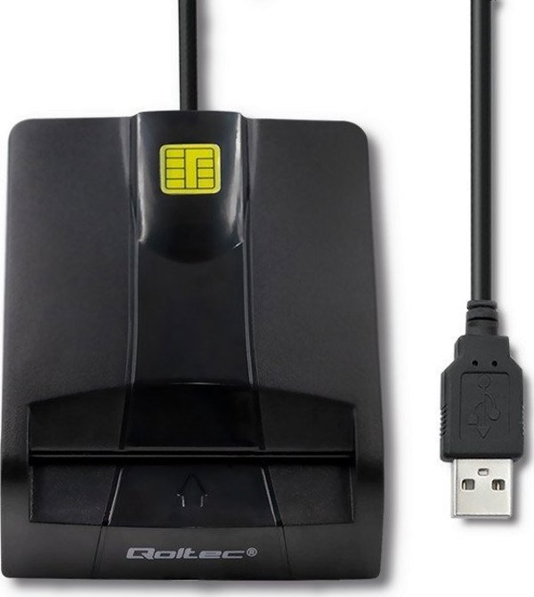 Qoltec Smart Card Reader SCR-0634, Αναγνώστης Έξυπνων Καρτών USB Type-C, Μαύρο