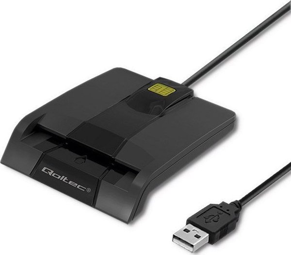 Qoltec Smart Card Reader SCR-0634, Αναγνώστης Έξυπνων Καρτών USB Type-C, Μαύρο