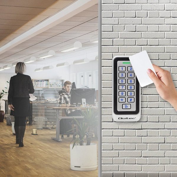 Qoltec Zamek szyfrowy RHEA z czytnikiem RFID | kod | karta | brelok | dzwonek | IP68 | EM