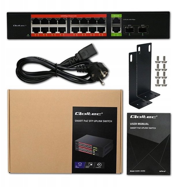 Qoltec 16-θυρα Gigabit Ethernet PoE switch