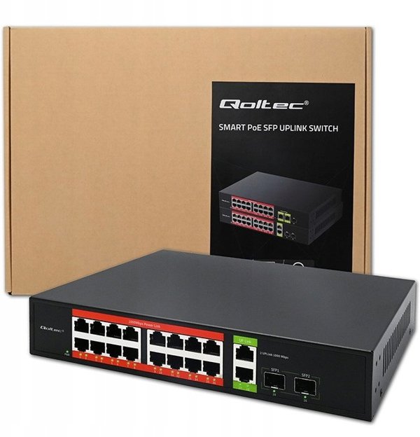 Qoltec 16-θυρα Gigabit Ethernet PoE switch