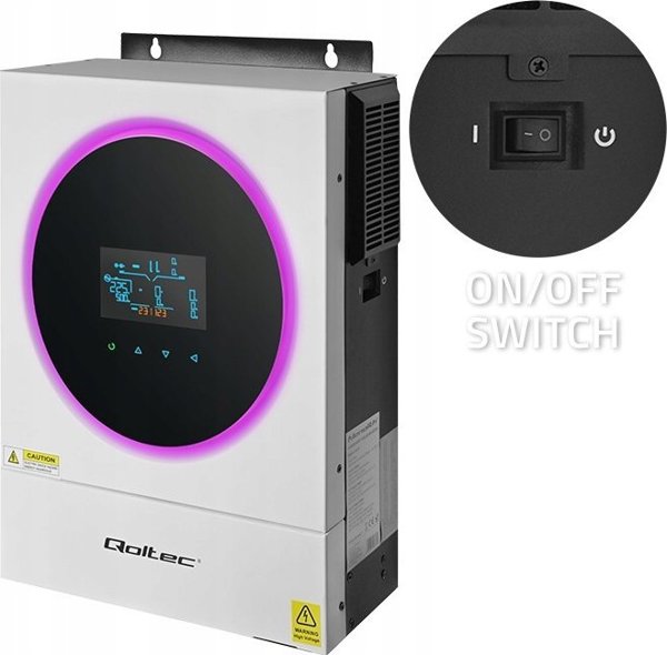 Qoltec Hybrydowy inwerter solarny Off-Grid 6kVA | 6kW | 120A | MPPT |   LCD | Wi-Fi | BMS | Sinus