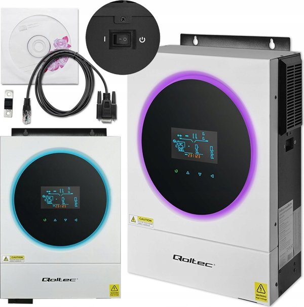 Qoltec Hybrydowy inwerter solarny Off-Grid 6kVA | 6kW | 120A | MPPT |   LCD | Wi-Fi | BMS | Sinus