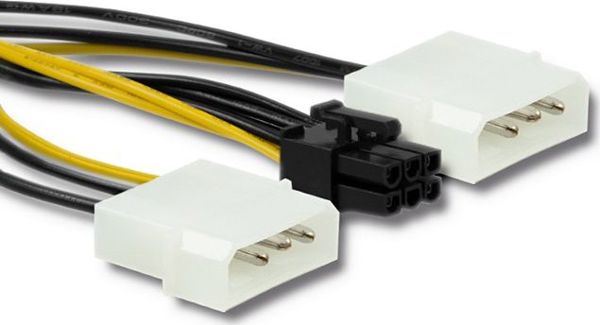 Qoltec Molex x2 - PCIe 6-pin, 0.15m, Czarny (50431)