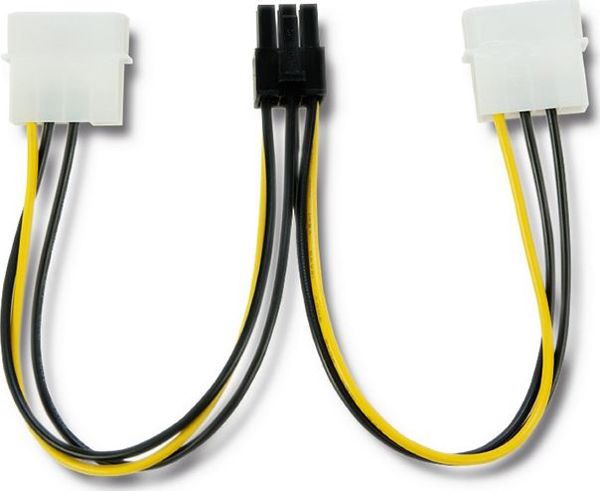 Qoltec Molex x2 - PCIe 6-pin, 0.15m, Czarny (50431)