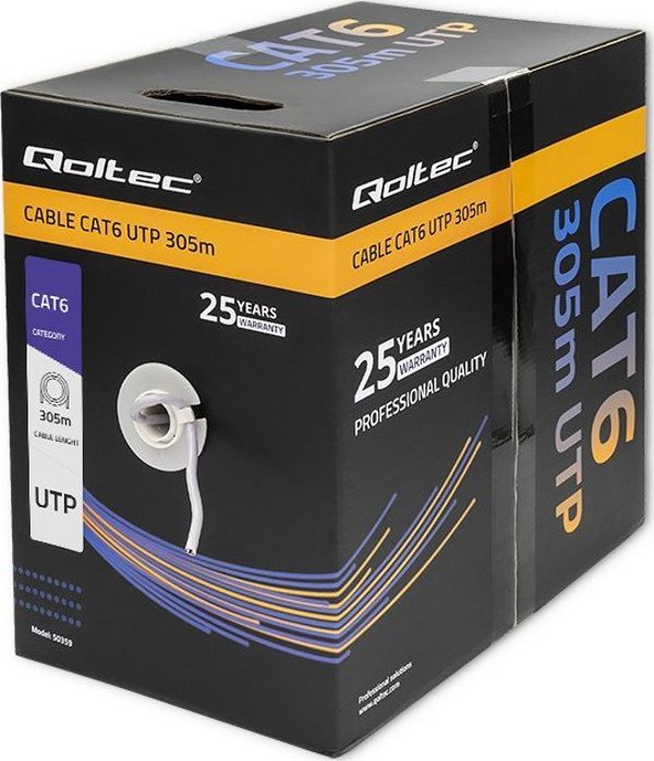 Qoltec Καλώδιο Δικτύου UTP CAT6, 305m, Γκρι, PVC για Εσωτερικές Εγκαταστάσεις