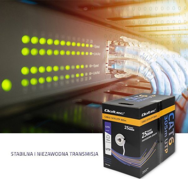 Qoltec Καλώδιο Δικτύου UTP CAT6, 305m, Γκρι, PVC για Εσωτερικές Εγκαταστάσεις