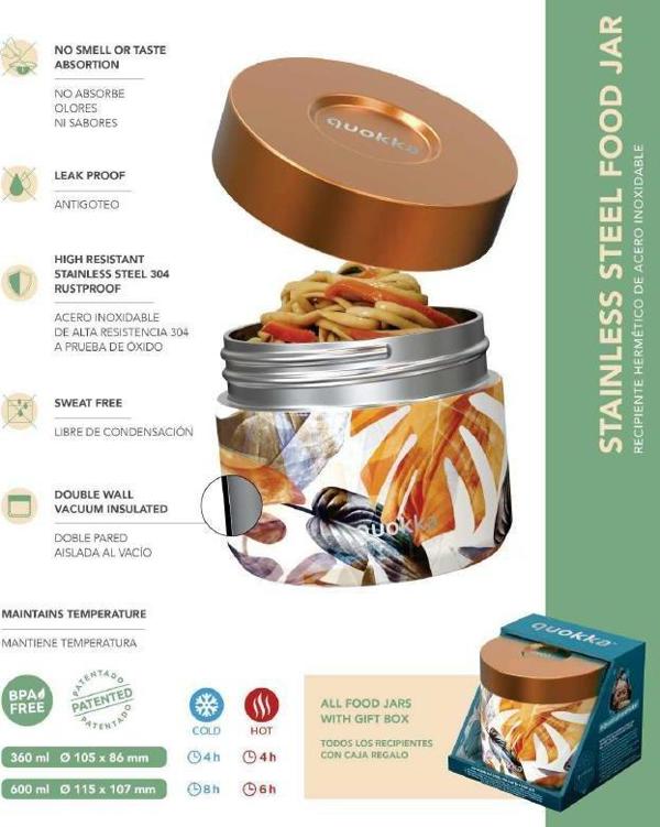 Quokka Termos obiadowy Whim Food Jar Autumn 0.6 l Bialo-pomaranczowy
