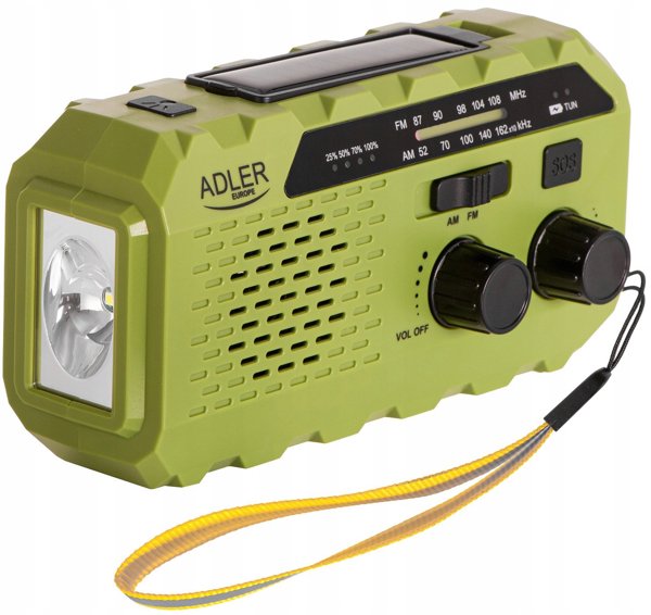 Adler AD 1197 G Ηλιακό Ραδιόφωνο με Μανιβέλα, Power Bank και Φακός