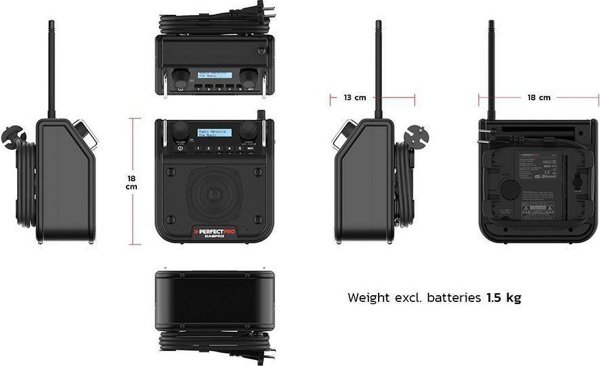 NoName Ραδιόφωνο Εργοταξίου DABPRO DAB+ & FM με Bluetooth, Aux & Ηχείο 3" 4W, Λειτουργία με Ρεύμα & Μπαταρίες
