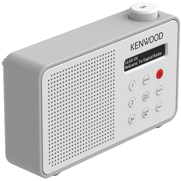 Radio JVC Kenwood CR-M25DAB Portable DAB Plus Radio – Automatic Safety Alert – White and Silver