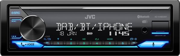 JVC KD-X482DBT Ραδιόφωνο Αυτοκινήτου 1 DIN με Bluetooth, FLAC/MP3, 200W, Μαύρο