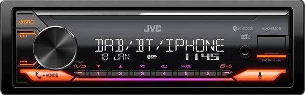 JVC KD-X482DBT Ραδιόφωνο Αυτοκινήτου 1 DIN με Bluetooth, FLAC/MP3, 200W, Μαύρο