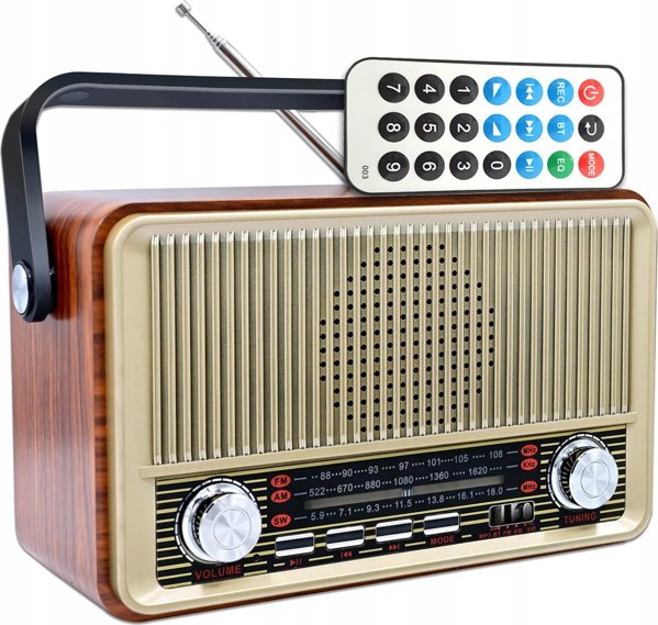 Φορητό Ραδιόφωνο RABA Retro LX510BTB Bluetooth με FM, USB, SD, AUX και Τηλεχειριστήριο - Καφέ