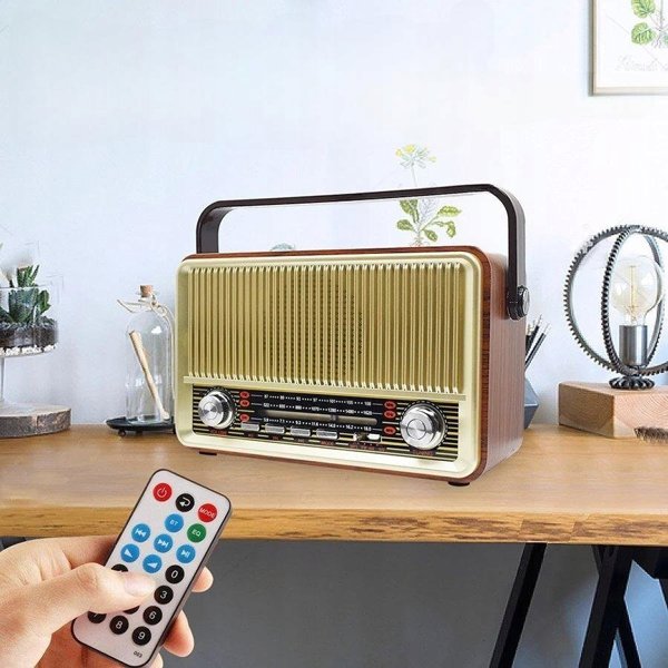 Φορητό Ραδιόφωνο RABA Retro LX510BTB Bluetooth με FM, USB, SD, AUX και Τηλεχειριστήριο - Καφέ