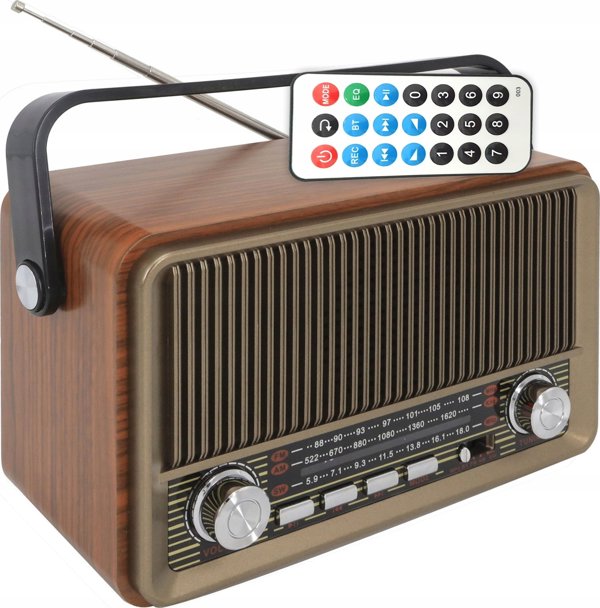 Φορητό Ραδιόφωνο RABA Retro LX510BTB Bluetooth με FM, USB, SD, AUX και Τηλεχειριστήριο - Καφέ