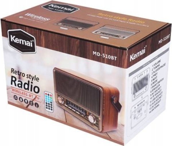Φορητό Ραδιόφωνο RABA Retro LX510BTB Bluetooth με FM, USB, SD, AUX και Τηλεχειριστήριο - Καφέ