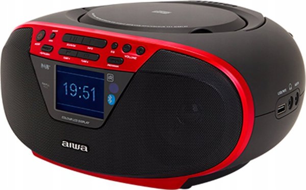 Aiwa BBTU-500DAB/RD Φορητό Ραδιοκασετόφωνο Boombox με Bluetooth, DAB+ και USB, Κόκκινο