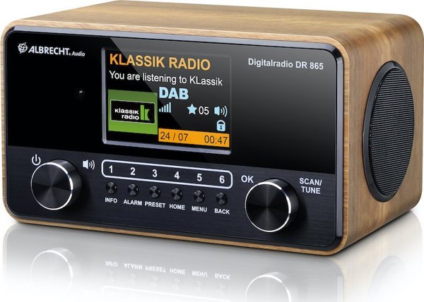 Albrecht DR 865 Senior Ψηφιακό Ραδιόφωνο DAB+/FM 14W με Οθόνη TFT 10.2", Ξύλο-Μαύρο