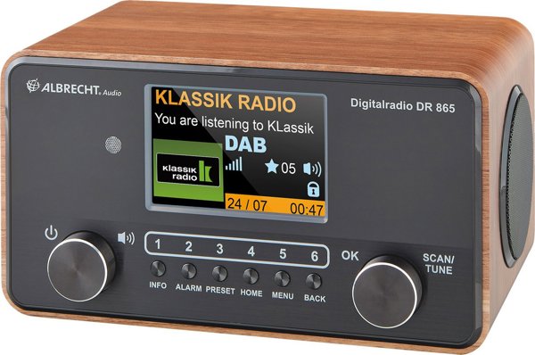 Albrecht DR 865 Senior Ψηφιακό Ραδιόφωνο DAB+/FM 14W με Οθόνη TFT 10.2", Ξύλο-Μαύρο