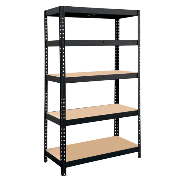 ΡΑΦΙΕΡΑ ΜΕΤΑΛΛΙΚΗ 120x40x180cm ΜΑΥΡΗ, 210kg 5 ΡΑΦΙΑ MDF