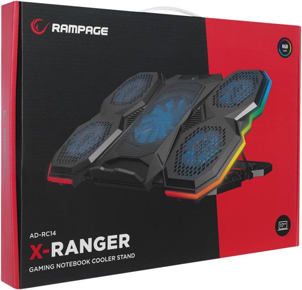 Rampage X-RANGER AD-RC14 Ρυθμιζόμενη Βάση Ψύξης Laptop 9-17" με Φωτισμό RGB