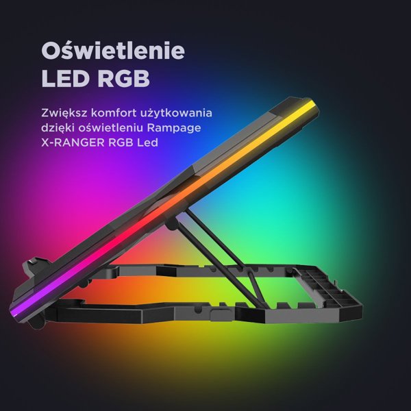 Rampage X-RANGER AD-RC14 Ρυθμιζόμενη Βάση Ψύξης Laptop 9-17" με Φωτισμό RGB
