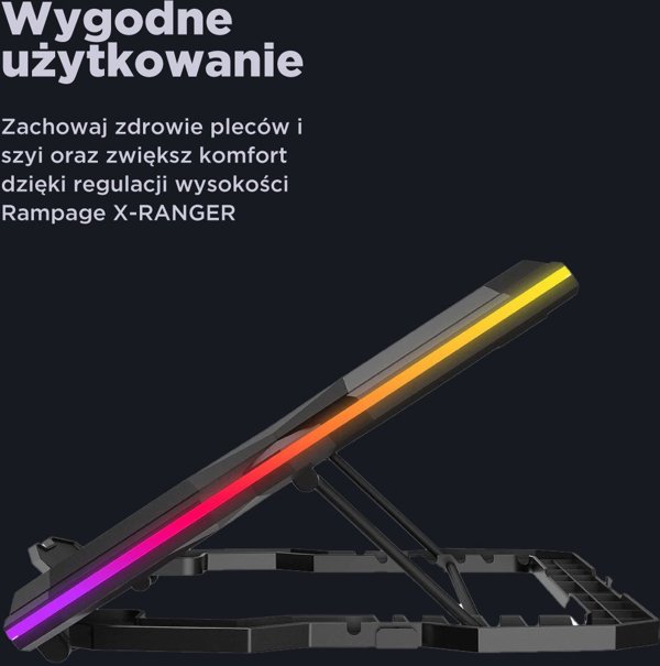 Rampage X-RANGER AD-RC14 Ρυθμιζόμενη Βάση Ψύξης Laptop 9-17" με Φωτισμό RGB