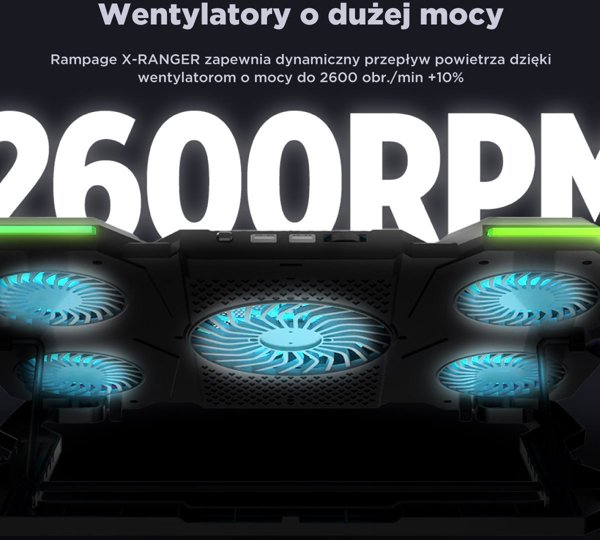 Rampage X-RANGER AD-RC14 Ρυθμιζόμενη Βάση Ψύξης Laptop 9-17" με Φωτισμό RGB