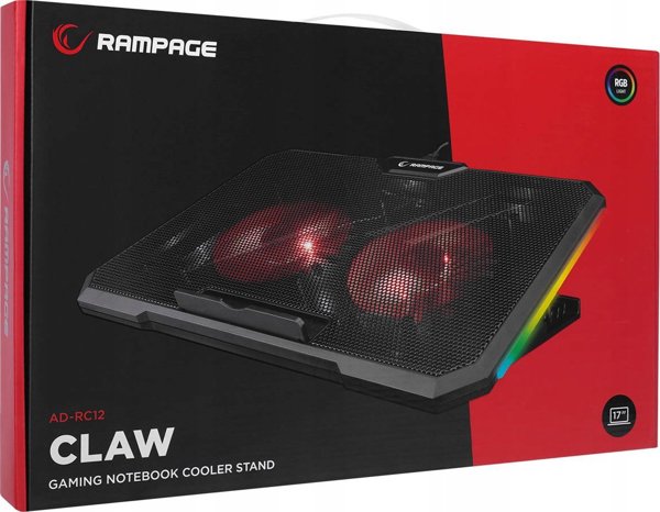 Rampage AD-RC12 GameZone Βάση ψύξης για φορητό υπολογιστή 5-17" RGB ρυθμιζόμενη