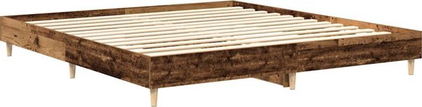 vidaXL Σκελετός Κρεβατιού 200x200 εκ., Από Κολλητό Ξύλο με Φινίρισμα Παλαιού Ξύλου