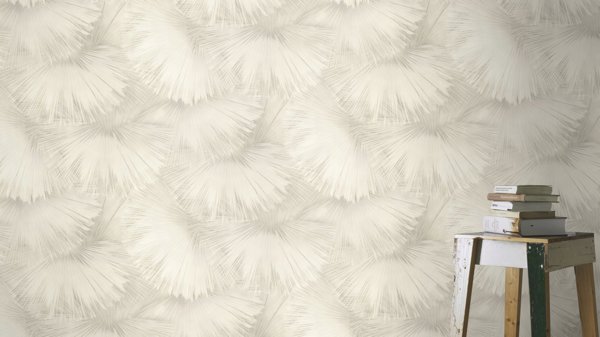 Rasch WALLPAPER VINYL 659733 LEAVES GRAY-TAUPE